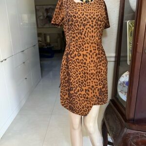 Aqua Asymmetrical Brown Leopard Dress
